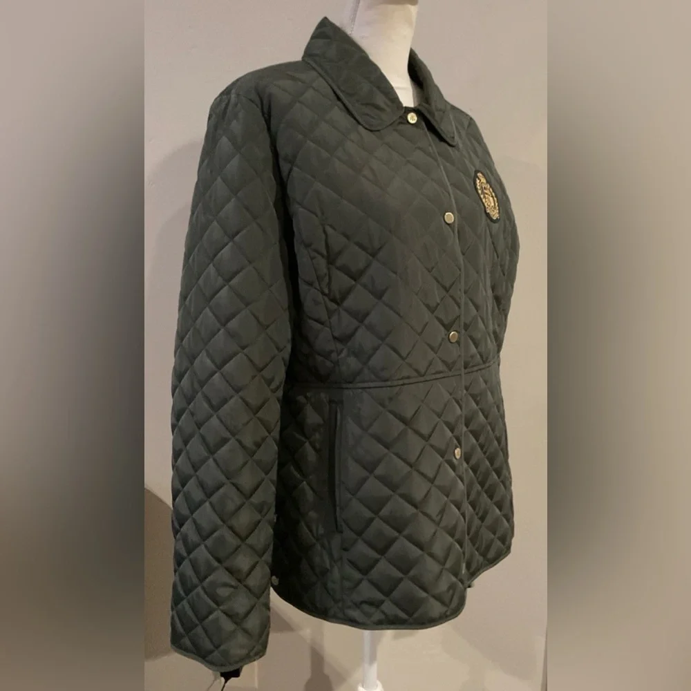 Lauren Ralph Lauren Women's Quilted Crest Jacket Dark Green Sz XL NWT - Picture 7 of 12